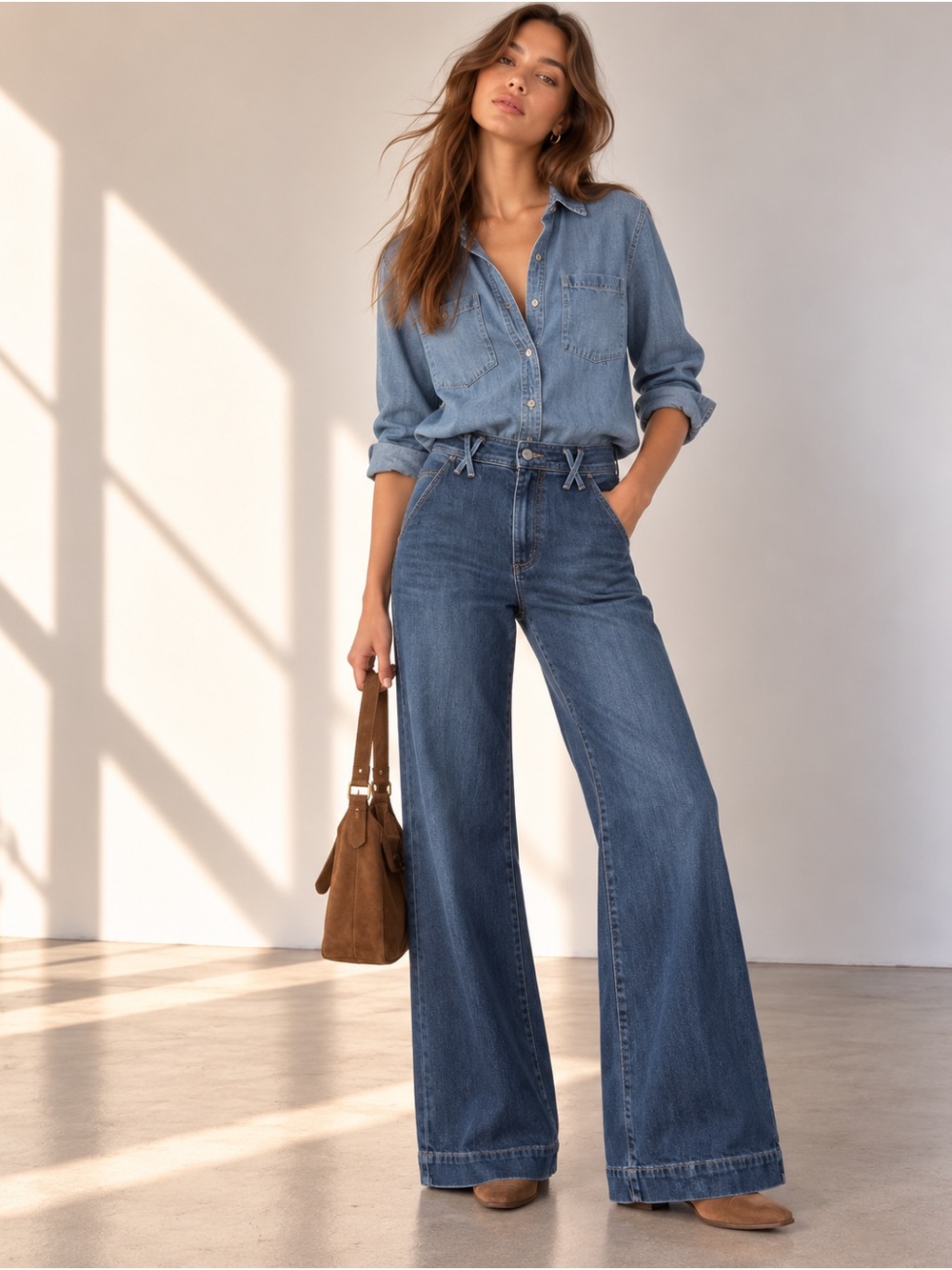 PAIGE Anessa Dark Wash High Rise Cropped Wide Leg Stretch Jeans Size 26
